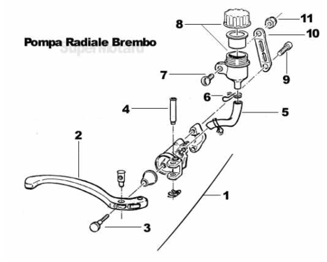 Pièces d'origine pour TM RACING 400 400 400 4 Temps MX/EN 2003 - Maître-cylindre de frein Brembo SM