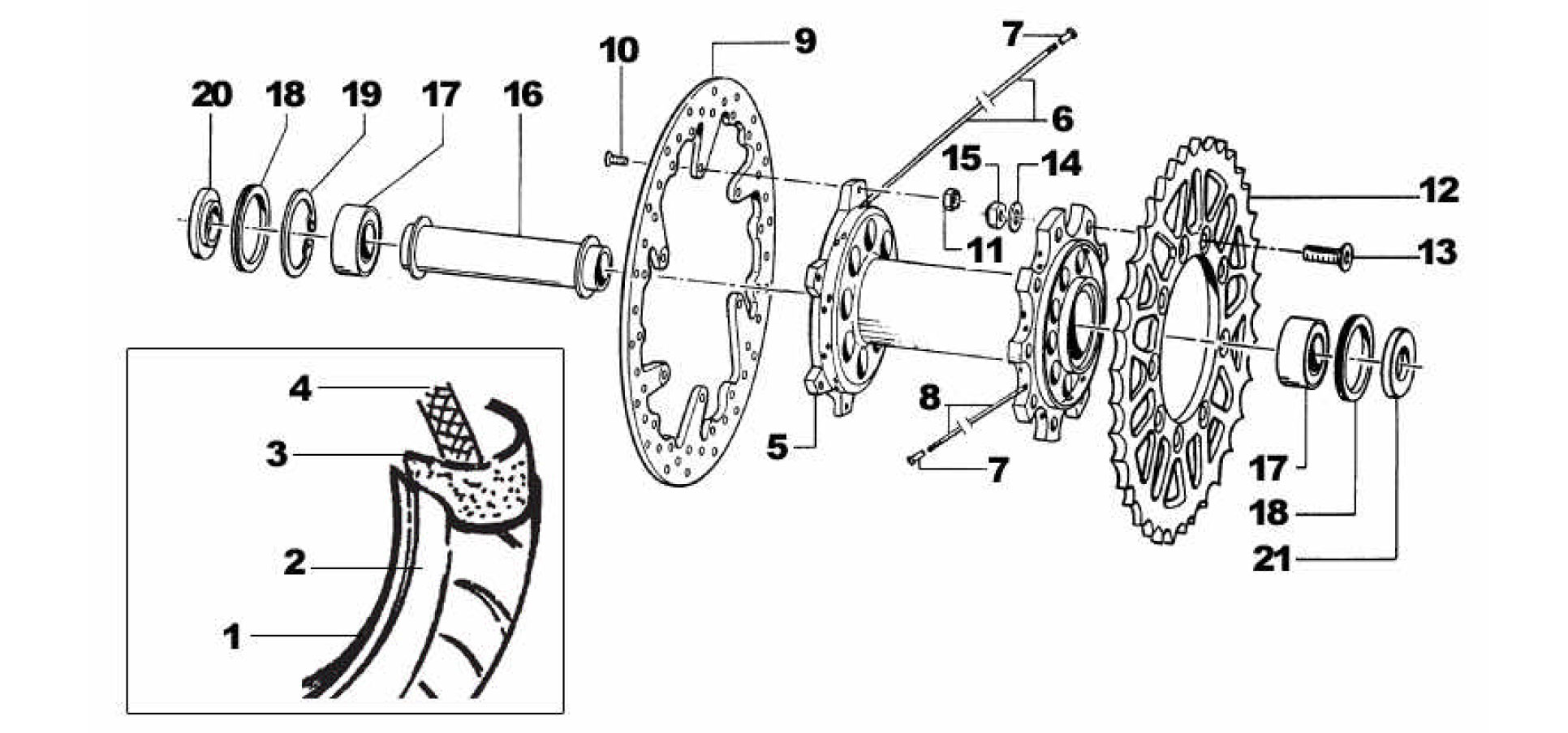 Pièces d'origine pour TM RACING 400 400 400 4 Temps MX/EN 2003 - Roue arrière SM