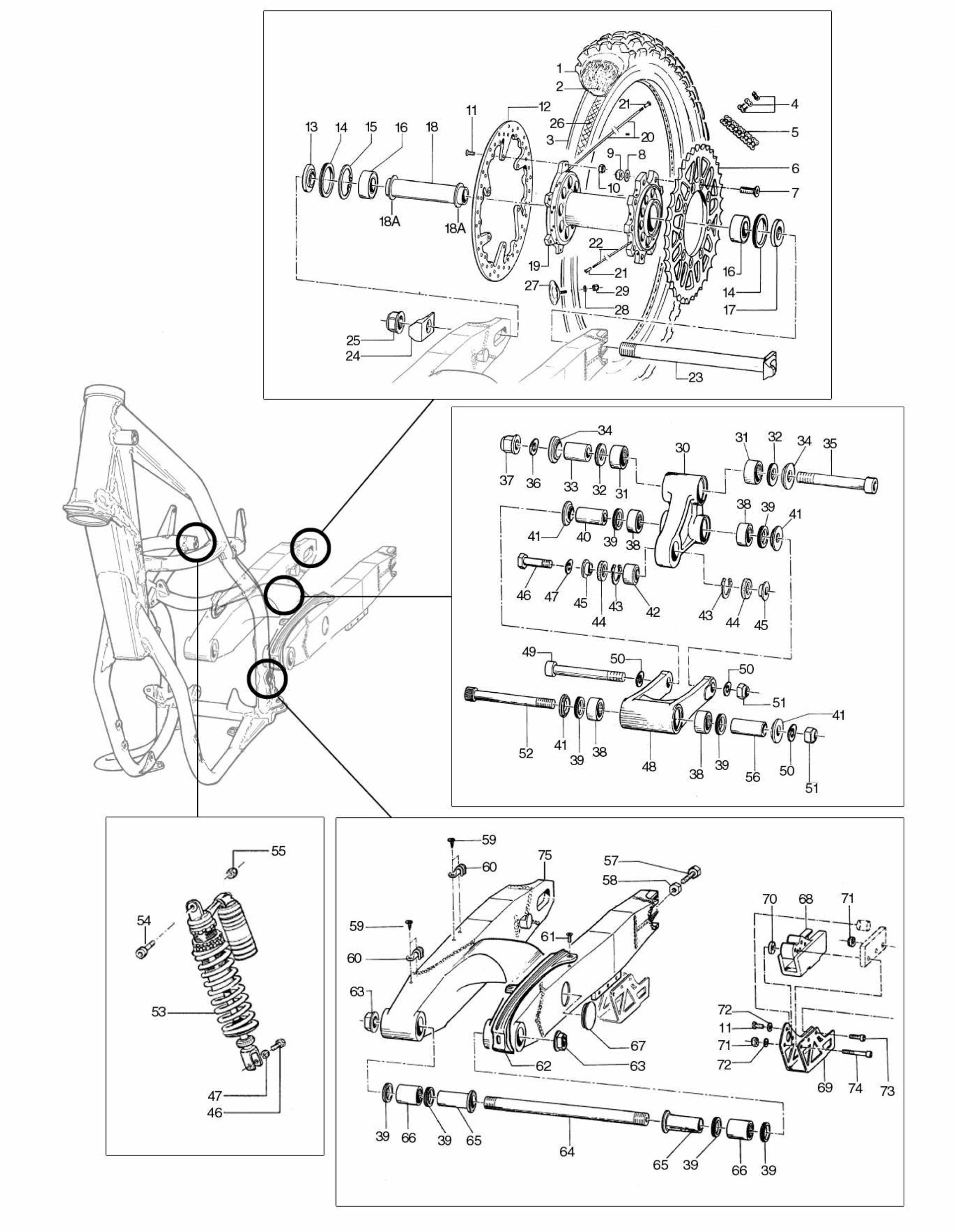 Pièces d'origine pour TM RACING 450 450 450 4 Temps MX/EN 2004 - Bras oscillant et roue arrière
