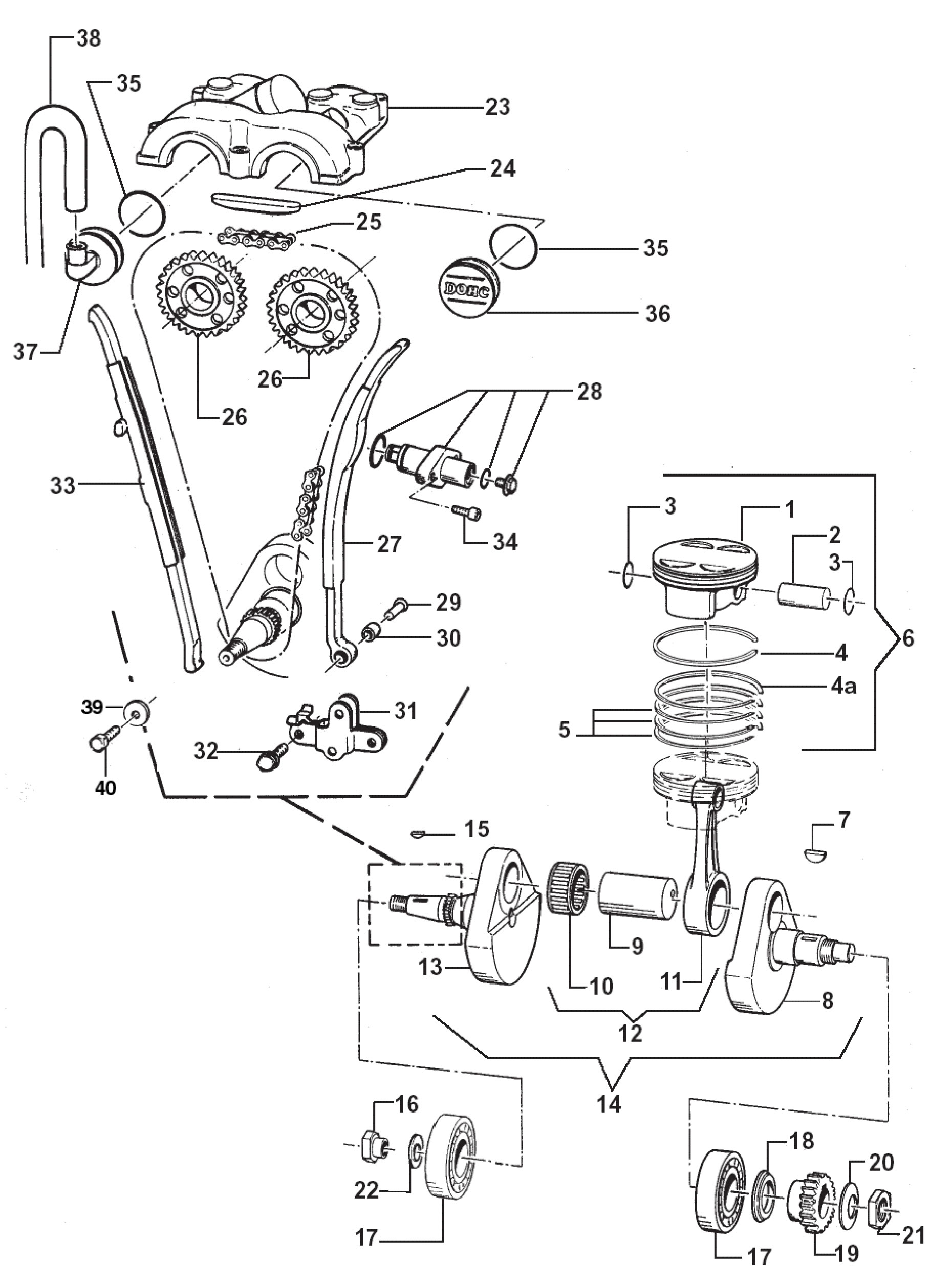 Pièces d'origine pour TM RACING 450 450 450 4 Temps MX/EN 2004 - Vilebrequin et piston
