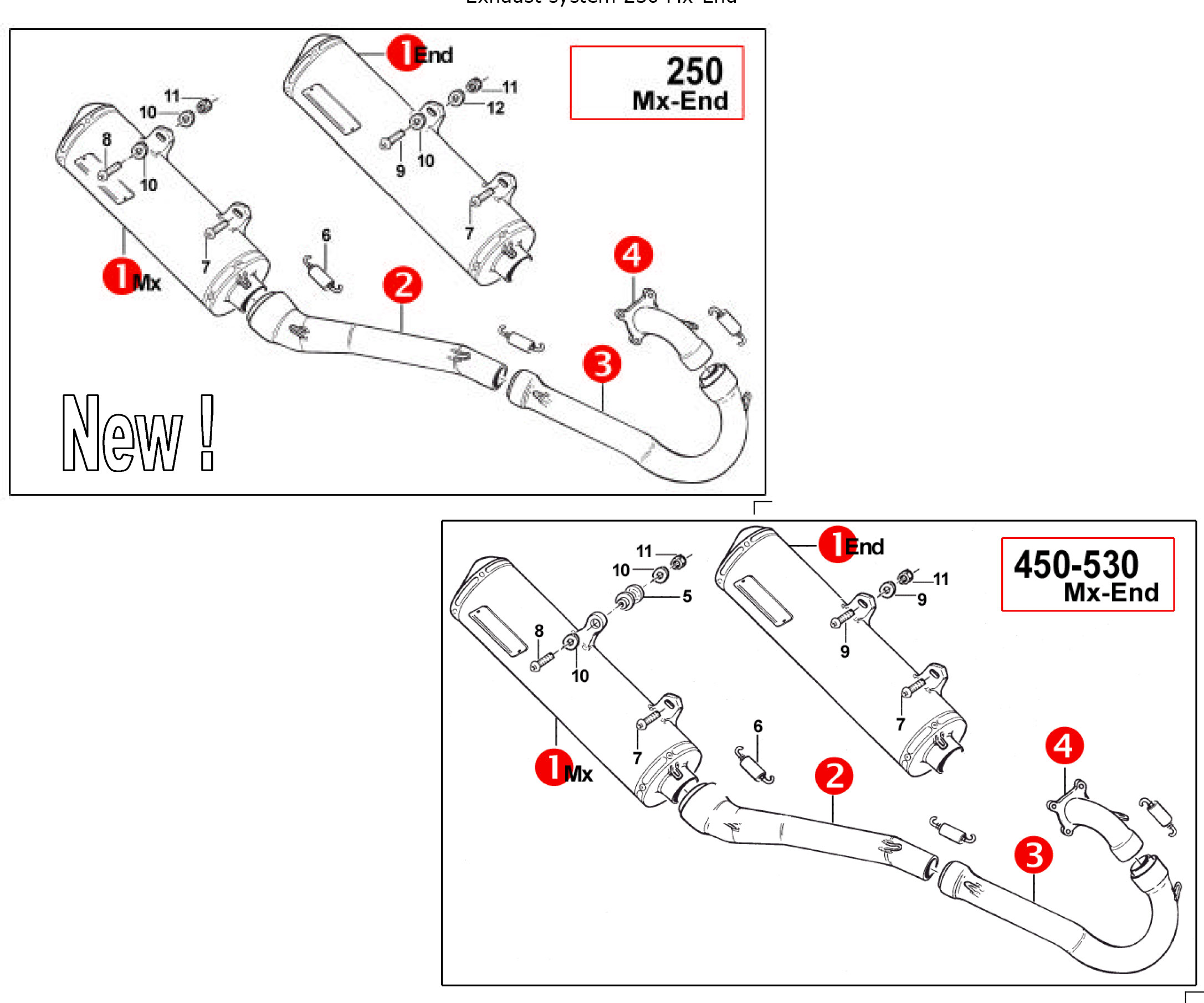 Pièces d'origine pour TM RACING 450 450 450 4 Temps MX/EN 2007 - Échappement moteur