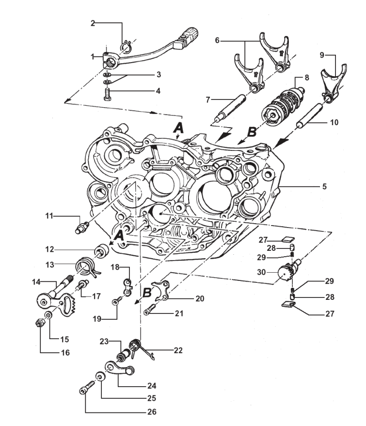 Pièces d'origine pour TM RACING 660 660 660 4 Temps MX/EN 2007 - Fourchettes de boîte de vitesses